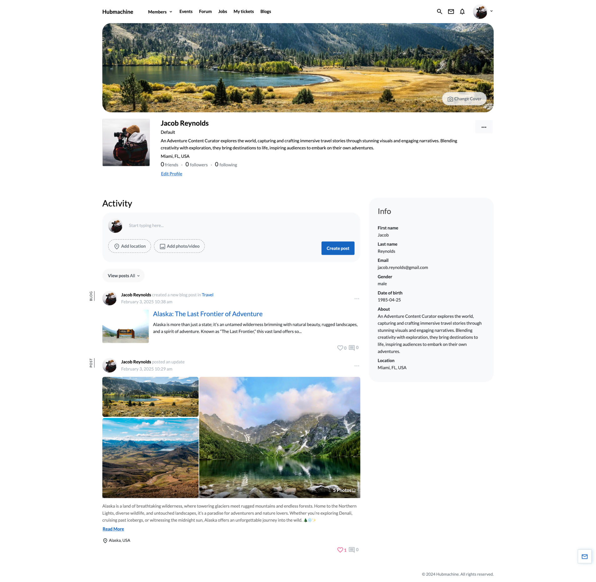 HubMachine Member Profile